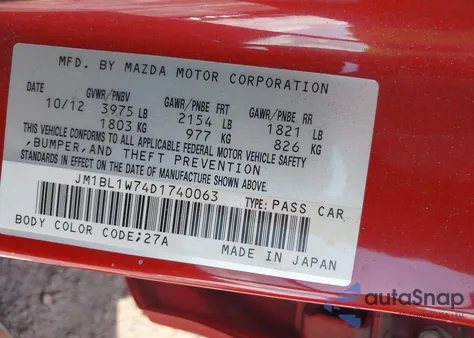 2013 Mazda Mazda3 I Grand Touring из США, поврежденный, VIN JM1BL1W74D1740063